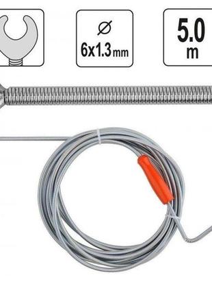 Трос сантехнический чистки канализации труб 6 мм х 5 м yato yt-25003