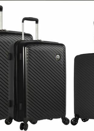 Комплект чемоданов франция полипропилен на 4х колёсах (l m s) бежевый snowball 20203