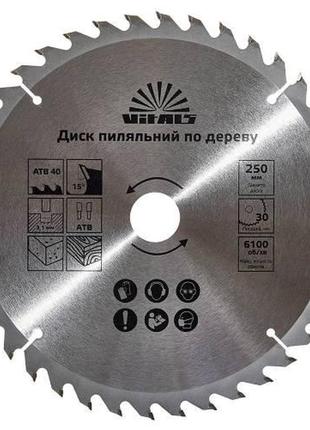 Диск пиляльний vitals для дерева 250x30/25.4, atb 40
