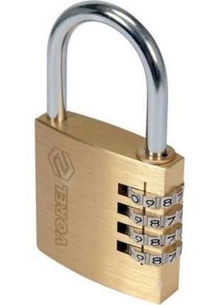 Замок навесной кодовый латунный корпус дуга сталь vorel-77608