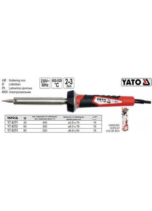 Паяльник yato польша w=30 вт t=400°с yt-8271
