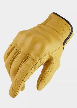 Перчатки мотоциклетные кожаные с защитой костяшек e-riil 2xl перфорация желтый