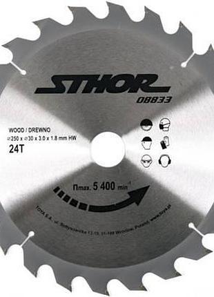 Диск пильный по дереву ø-250/30х3мм 24 зуба польша sthor-08833