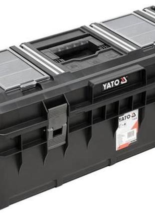 Ящик для інструментів yato польша, з 2 органайзерами, 793х385х322 мм, на 2 колесах, пластиковий корпус