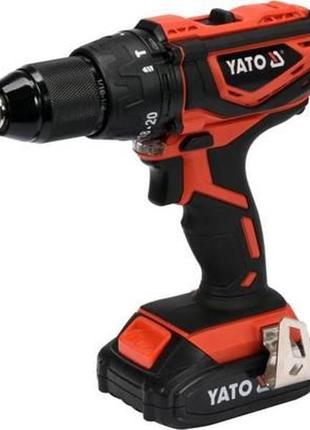 Шуруповерт-дриль ударний акумулят. li-ion yato польша: v= 18 в, крутн.мом.- 40 нм, 2 агод, патрон ø≤13 мм