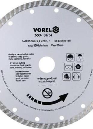 Диск відрізний алмазний turbo ø-180 мм польща vorel-08754
