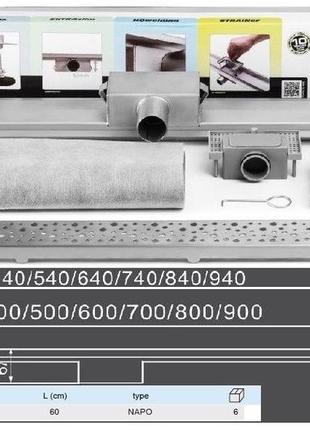 Трап для душа napo 60х7х5,2 см fala-75377
