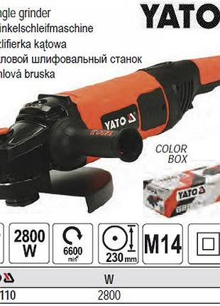 Шліфмашина кутова yato польща p=2,8 квт ø=230 мм yt-82110