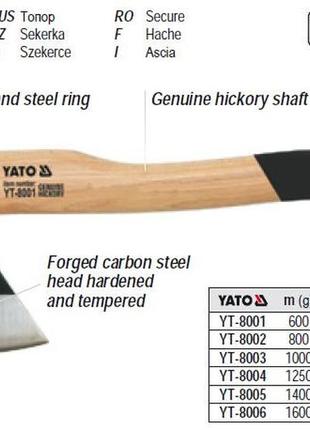 Топор yato польша сокира m=1000 г l=430 мм yt-8003