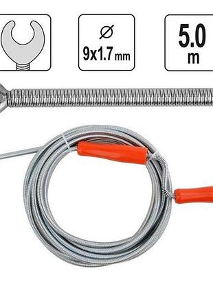 Трос сантехнический чистки канализации труб 9мм х 5м yato yt-25004