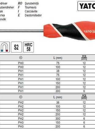 Отвертка yato польща викрутка philips ph1 l=150 мм yt-25925