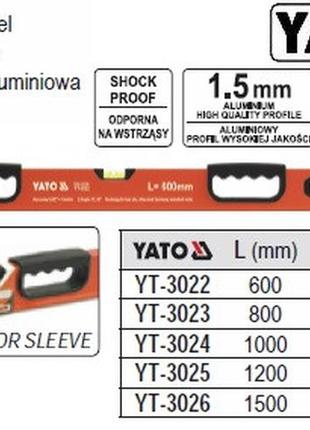 Уровень алюминий yato польша 2 ручки 3 глазка l=60 cм yt-3022