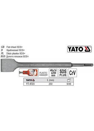 Зубило sds+ лопатка 20х14 l=250 мм yato yt-4723