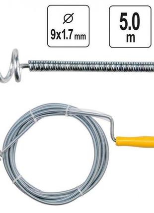 Трос сантехнический чистки канализации труб усиленный 9мм х 5м vorel-55544