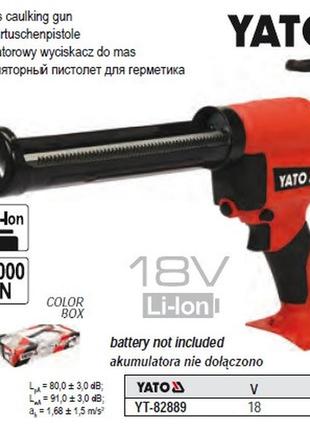 Пистолет для клея герметика yato польша аккумулятор 18в l=225 мм без акумулятора yt-82889