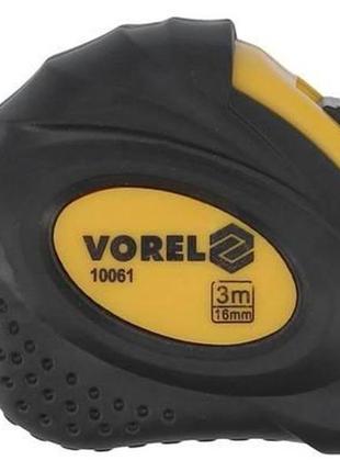 Рулетка з метричною шкалою vorel : l= 3 м, w= 16 мм, 2 фіксатори 10061