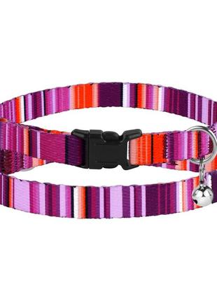 Ошейник для кошек bronzedog urban west нейлоновый с пластиковой пряжкой и колокольчиком фиолетовый