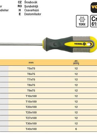 Викрутка torx т25х100 мм crv vorel-60888