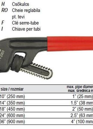 Ключ трубний пвх-покриття 450мм yato-2204