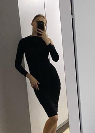 Чорне довге плаття, чорне плаття, плаття по фігурі, плаття6 фото