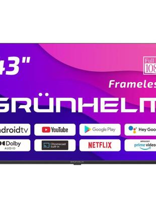 Телевізор grynhelm 43 дюймов. телевізор grunhelm 43f500-ga11v smart tv wi-fi голосовий пульт