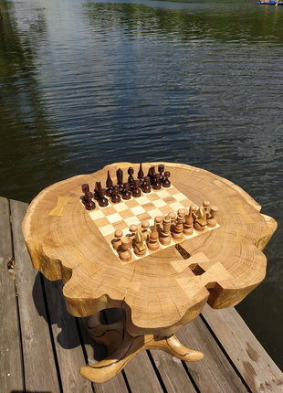 Унікальний дубовий шахматний стіл стіл ручної роботи (журнальний