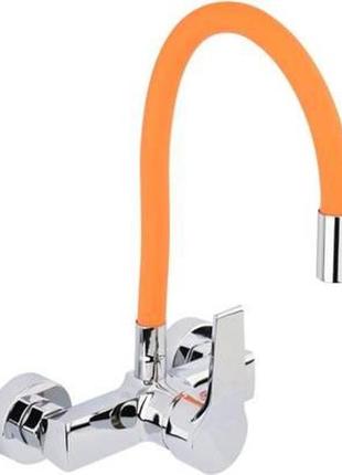 Змишувач води настинний "flexible" fala з гнучкою оранжевою лийкою vr-75673