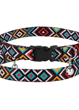 Ошейник для кошек bronzedog urban гуцульский нейлоновый c пластиковой пряжкой и колокольчиком гуцул