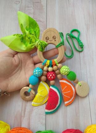 Грызунок - прорезыватель фрукты для малыша, развивающая игрушка, экоигрушка2 фото