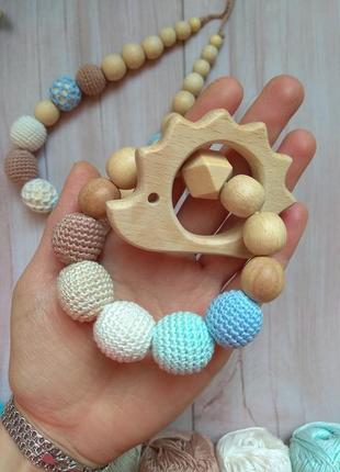 Грызунок прорезыватель для малыша, первая игрушка, деревянный3 фото