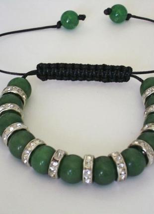 Браслет "нефритовий" зі стразами