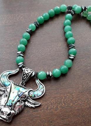 Бусы "нефритовый бык"
