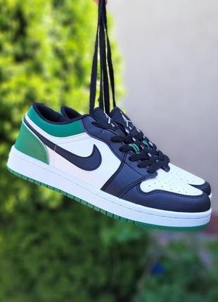 Мужские кроссовки nike air jordan 1 low низкие белые с черным и зеленым &lt;unk&gt; smb