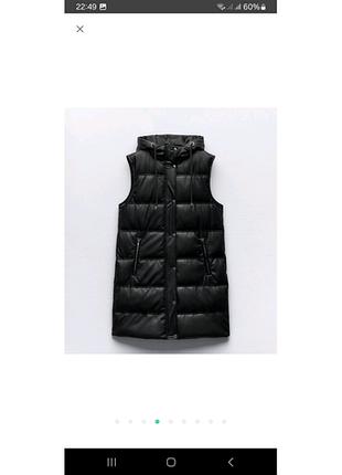 Подовжений жилет zara хs-m з еко шкіри утеплений чорний