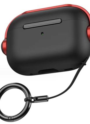 Чехол на наушники airpods pro 2 headset casptm с карабином красный1 фото