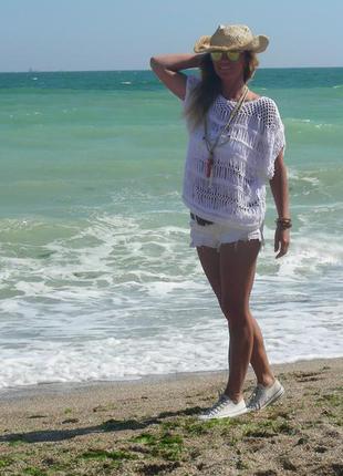 Реглан вязанный летний в стиле coachella белый