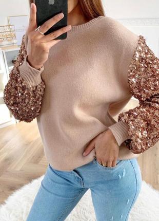 Бомбовий светр з рукавами з пайеток у складі ангора туреччина