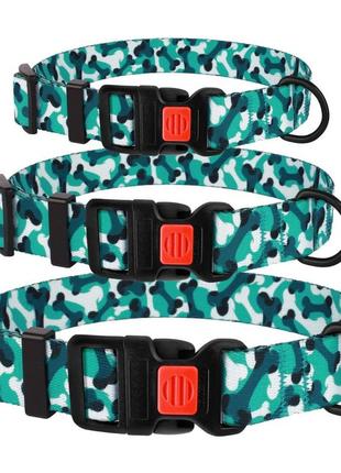 Ошейник для собак bronzedog urban косточка нейлоновый с пластиковой пряжкой бирюзовый