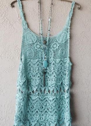 Топ кружевом мята