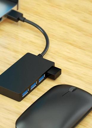 Внешний ультратонкий usb-hub хаб usb 3.0 на 4 порты черный6 фото