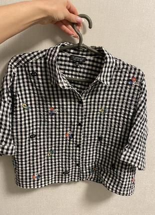 Кроп блуза с вышивкой коттон7 фото