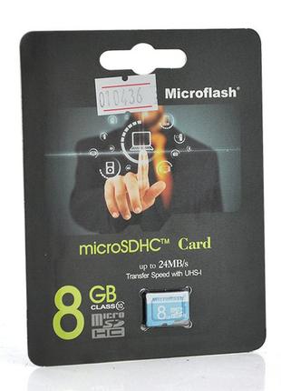 Карта пам'яті microflash micro sd швидкість передачі даних 28mb/s, class10, 8g