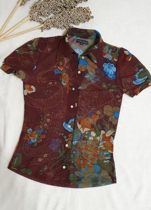 Блуза стильна бордо квітковий принт нідерланди
