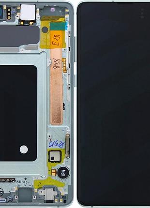 Дисплей для samsung g975f galaxy s10+ с сенсором и рамкой зеленый оригинал gh82-18849e