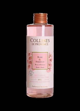 Rose & hibiscus (роза и гибискус) наполнитель (рефил) для аромадифузора от collines de provence, 200 мл