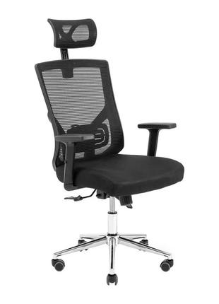 Кресло роджер хром сетка черная