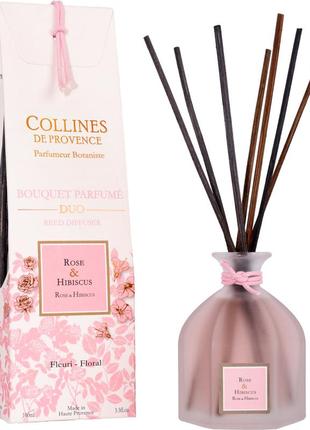Аромадиффузор rose & hibiscus (роза и гибискус) collines de provence, 100 мл