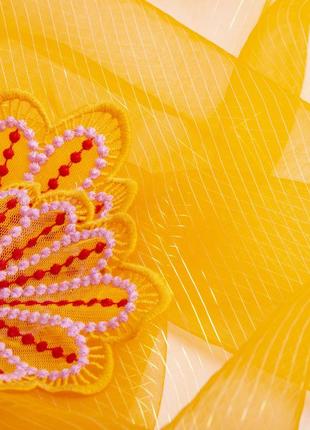 Ткань органза хамелеон полоски оранж3 фото