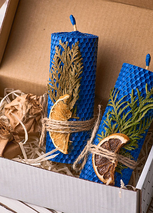 Подарунковий набір медових еко свічок з вощини для дому та декору
