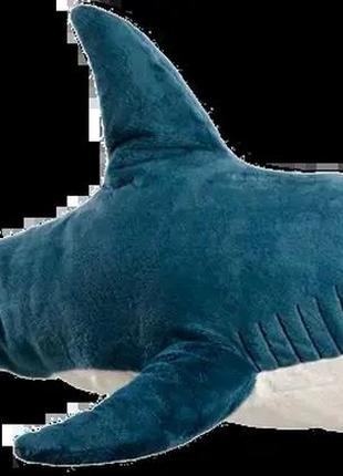 М'яка іграшка акула ікеа 80 см, плюшева подушка обіймашка акула блохей синя7 фото